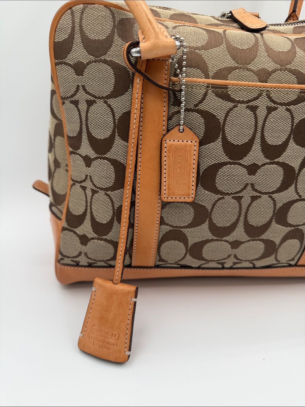 Coach Set Brown and Tan Signature Canvas Shoulder Dome Bag with Wallet 2000 - Picture 3 of 14